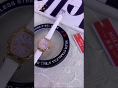 ML-222 White Leather Strap Quartz Watch With Luminous Hands Analog Date Display