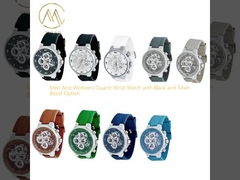 Men And Women's Quartz Wrist Watch with Black and Silver Bezel Option