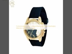 Customizable Stylish Unique Black and White Dial Arabic Watches with Silicone Strap