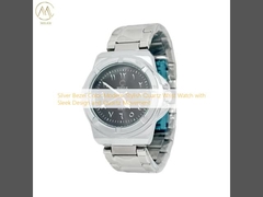 Silver Bezel Color Modern Stylish Quartz Wrist Watch with Sleek Design and Quartz Movement