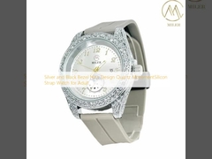Silver and Black Bezel New Design Quartz  MovementSilicon Strap Watch for Adult 